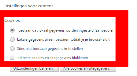 Chrome cookie instellingen